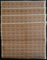 SACHSEN **, 1910, 10 Pf. - 100 Mk. Stempelmarken, Wz. Treppen, 9 Werte, Je Im Bogen (100) Postfrisch, Einige Wellig, Rän - Sachsen