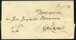 SCHLESWIG-HOLSTEIN ITZEHOE 2/10, Handschriftlich Auf Briefhülle (1850) Nach Glückstadt, Pracht - Vorphilatelie