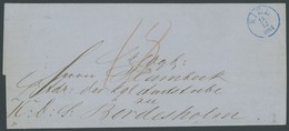 SCHLESWIG-HOLSTEIN 1861, KIEL, Blauer K1 Und Handschriftlich 18 Auf Brief Nach Bordesholm, Pracht - [Voorlopers
