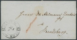 SCHLESWIG-HOLSTEIN 1848, BAHNHOF KIELER Z I, K2 Mit Krone, Kleiner Prachtbrief Nach Rendsburg - [Voorlopers
