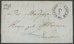 SCHLESWIG-HOLSTEIN 1849, BAHNHOF KIELER Z I, K2 Mit Blauen Taxvermerken Nach Segeberg, Prachtbrief Mit Inhalt - Vorphilatelie