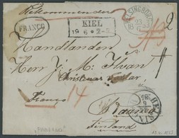 SCHLESWIG-HOLSTEIN 1853, KIEL, R2 Auf Reco-Brief Mit Inhalt Aus Holtenau über Schweden Nach Finnland, Ovaler Stempel FRA - Vorphilatelie