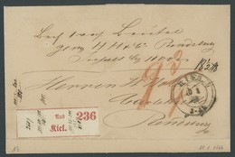 SCHLESWIG-HOLSTEIN Brief , 1866, Paketbegleitbrief Mit K2 KIEL Und Diversen Taxvermerken Nach Rendsburg, Pracht - Schleswig-Holstein