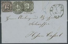 THURN Und TAXIS 7a,9 BRIEF, 1855, 6 Kr. Schwarz Auf Graurot Und 2x 1 Kr. Schwarz Auf Olivgrau Mit Vermerk Für Bestellgel - Other & Unclassified