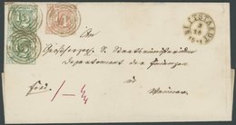 THURN Und TAXIS 13,14 Paar BRIEF, 1861, 1/2 Sgr. Grün Im Senkrechten Paar Und 1/4 Sgr. Rötlichorange Auf Prachtbrief Von - Other & Unclassified