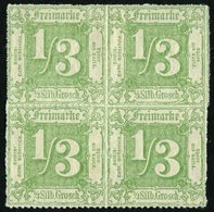 THURN Und TAXIS 36 VB *, **, 1865, 1/3 Gr. Dunkelgelbgrün Im Viererblock, Falzreste, 2 Werte Postfrisch, Pracht - Andere & Zonder Classificatie