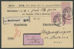WÜRTTEMBERG 46a BRIEF, 1875, 10 Pf. Mittellilarot, 3x Auf Nachnahme-Begleitkarte Aus WAIBLINGEN, Pracht - Sonstige & Ohne Zuordnung
