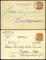 DRESDEN C 108 BRIEF, HANSA: 1898/9, 3 Pf. Orange Auf 2 Verschiedenen Ansichtskarten, Pracht - Privatpost