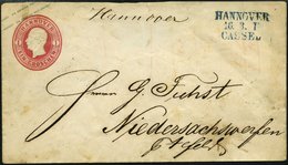 BAHNPOST HAN U 12 BRIEF, Hannover-Cassel, L3 Und Handschriftlich HANNOVER Auf 1 Gr. Ganzsachenumschlag Von 1859, Fein (Ö - Máquinas Franqueo (EMA)