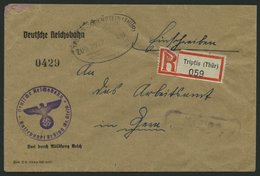 BAHNPOST Tribtis-Lobenstein (Zug 3977) Auf Portofreiem Eilbotenbrief Von 1914, Mit Violettem Reichsbahnstempel, Pracht - Frankeermachines (EMA)
