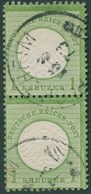 Dt. Reich 7 Paar O, 1872, 1 Kr. Gelblichgrün Im Senkrechten Paar, K1 PFORZHEIM, Pracht, Gepr. Sommer, Mi. 180.- - Gebraucht