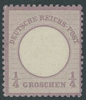 Dt. Reich 16 *, 1872, 1/4 Gr. Grauviolett, Winziger Falzrest, Kabinett, Gepr. Hennies Mit Befund, Mi. (110.-) - Oblitérés