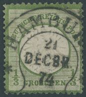 Dt. Reich 17b O, 1872, 1/3 Gr. Grausmaragdgrün, Zentrischer Hufeisenstempel HAMBURG (Sp. 17-7), Feinst (senkrechter Bug) - Gebraucht