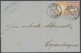 Dt. Reich 18/9 BRIEF, 1874, 1/2 Gr. Orange Und 1 Gr. Rotkarmin Auf Brief Von KIEL Nach Copenhagen, Pracht - Used Stamps