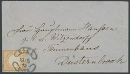 Dt. Reich 18 BRIEF, 1873, 1/2 Gr. Orange Mit Kieler Wurststempel Auf Kleinem Ortsbrief Nach Düsternbrook, Feinst, Gepr.  - Used Stamps