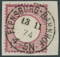 Dt. Reich 19 BrfStk, 1872, 1 Gr. Rotkarmin Mit Nicht Katalogisiertem Prägefehler, NDP-Stempel FLENSBURG-BAHNHOF, Kabinet - Oblitérés