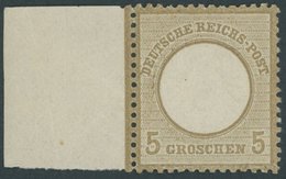 Dt. Reich 22 **, 1872, 5 Gr. Schwärzlichocker, Postfrisch, Mit Breitem Linken Bogenrand (dort Falzrest), Gepr. Hennies M - Gebraucht