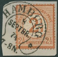 Dt. Reich 29 BrfStk, 1874, 21/2 Auf 21/2 Gr. Braunorange, Hufeisenstempel HAMBURG (Spalink 17-9), Prachtbriefstück, Foto - Usati