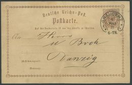 Dt. Reich P 1 BRIEF, 1873, 1/2 Gr. Braun Mit Hufeisenstempel GRAUDENZ Nach Danzig, Feinst - Usati