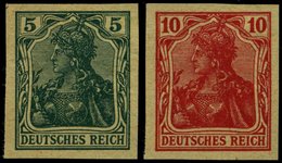 Dt. Reich 85/6IIV (*), 1915, 5 Und 10 Pf. Ungezähnt, Versuchsdrucke Auf Gelblichem Papier, Pracht, Fotobefund Jäschke-L. - Sonstige & Ohne Zuordnung