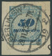 Dt. Reich 330B BrfStk, 1923, 50 Mrd. M. Kobaltblau, Durchstochen, Prachtbriefstück, Gepr. Peschl Mit Befund, Mi. (900.-) - Sonstige & Ohne Zuordnung