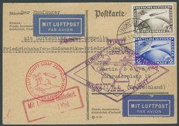 Dt. Reich 438/9X BRIEF, 1930, Südamerikafahrt, Wz. Stehend, Auf Südamerikafahrt Karte (senkrecht Gefaltet), Kleine Zahnm - Other & Unclassified
