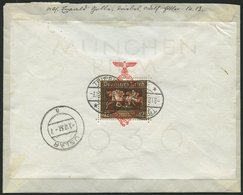 Dt. Reich Bl. 10 BRIEF, 1937, Block München-Riem, Einzelfrankatur (rückseitig) Auf Bedarfs-Einschreibbrief, Pracht, Mi.  - Sonstige & Ohne Zuordnung