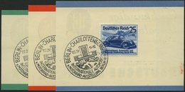Dt. Reich 686-88 BrfStk, 1939, Automobilausstellung Mit Ersttags-Sonderstempel Auf 3 Kleinen Werbekarten Der Deutschen B - Autres & Non Classés