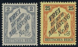 DIENSTMARKEN D 9,14 *, 1905, 2 Und 25 Pf. Baden, Falzrest, 2 Prachtwerte, Mi. 110.- - Dienstmarken