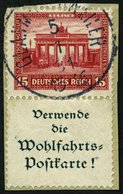 ZUSAMMENDRUCKE S 86 BrfStk, 1930, Nothilfe 15 + A1.3 Auf Knappem Briefstück, Pracht, Mi. 400.- - Se-Tenant