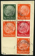 ZUSAMMENDRUCKE S 113 BrfStk, 1933, Hindenburg 8 + 12 + 8 Mit Zusatzfrankatur Auf Briefstück, Pracht, Mi. 120.- - Zusammendrucke