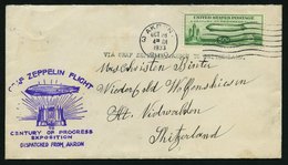 ZEPPELINPOST 243D BRIEF, 1933, Chicagofahrt, US-Post, Akron-Fr`hafen, Prachtbrief In Die Schweiz - Zeppeline