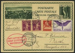ZULEITUNGSPOST 80 BRIEF, Schweiz: 1930, Ostpreußenfahrt, Abgabe Königsberg, Prachtkarte - Zeppelins
