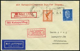 KATAPULTPOST 15c BRIEF, 16.6.1930, &quot,Bremen&quot, - Bremerhaven, Deutsche Seepostaufgabe, Prachtbrief - Storia Postale