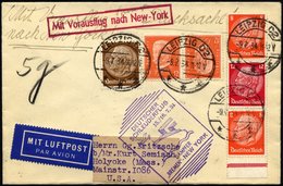 KATAPULTPOST 165a BRIEF, 15.7.1934, Bremen - New York, Landpostaufgabe, Frankiert U.a. Mit S 113, Drucksache Pracht - Cartas & Documentos