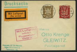 LUFTPOSTBESTÄTIGUNGSSTPL 45-01a BRIEF, GLEIWITZ In Rot, Drucksache Von BRESLAU Nach Gleiwitz, Prachtbrief - Luchtpost & Zeppelin