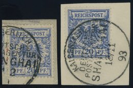 DP CHINA V 48a,d BrfStk, 1891, 20 Pf. Ultramarin Und Violettultramarin, Stempel KDPAG SHANGHAI, 2 Prachtbriefstücke, Gep - China (offices)