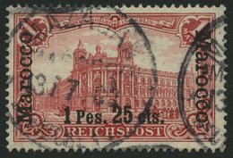 DP IN MAROKKO 16II O, 1903, 1 P. 25 C. Auf 1 M. Fetter Aufdruck, Pracht, Mi. 240.- - Deutsche Post In Marokko