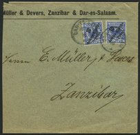 DEUTSCH-OSTAFRIKA 9 BRIEF, 1898, 10 P. Auf 20 Pf. Violettultramarin, 2x Als Mehrfachfrankatur Auf Brief (links Beschnitt - África Oriental Alemana