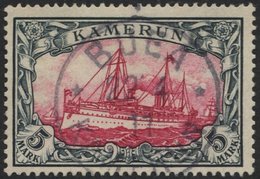 KAMERUN 19 O, 1900, 5 M. Grünschwarz/bräunlichkarmin, Ohne Wz., Stempel BUEA, Pracht, Mi. 600.- - Kameroen