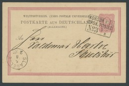 DEUTSCHE SCHIFFSPOST DR P 8 BRIEF, KORSØR-KIEL No. 3, R3 Auf 10 Pf. Ganzsachenkarte (1886) Von KIEL Nach Slagelse, Prach - Schiffahrt