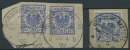 DEUTSCHE SCHIFFSPOST DR 48d BrfStk, 1899, OST ASIATISCHE HAUPTLINIE, 2 Briefstücke, Feinst/Pracht, Gepr. Steuer - Schiffahrt