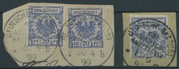 DEUTSCHE SCHIFFSPOST DR 48d BrfStk, 1899, OST ASIATISCHE HAUPTLINIE, 2 Briefstücke, Feinst/Pracht, Gepr. Steuer - Maritiem