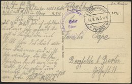 DT. FP IM BALTIKUM 1914/18 K.D. FELDPOSTSTATION NR. 213 * A, 14.9.16, Auf Ansichtskarte (Mitau-Katholische Straße), Nach - Letland