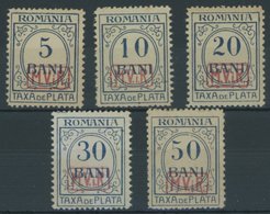 MV In RUMÄNIEN P 1-5 **, Portomarken: 1918, 5 - 50 B. Dunkelgrauultramarin Auf Hellolivgelb, Ohne Wz., Postfrischer Prac - Occupazione 1914 – 18