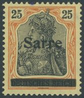 SAARGEBIET 9bIII *, 1920, 25 Pf. Gelborange/schwarz Auf Gelbweiß, Type III, Falzrest, Feinst, Gepr. Braun, Mi. 75.- - Sonstige & Ohne Zuordnung