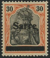 SAARGEBIET 10yI *, 1920, 30 Pf. Dunkelrotorange/schwarz Auf Orangeweiß, Type I, Falzreste, Ein Kurzer Zahn Sonst Pracht, - Andere & Zonder Classificatie