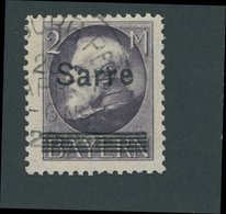 SAARGEBIET 28b O, 1920, 2 M. Schwarzgrauviolett Bayern-Sarre, Pracht, Gepr. Burger, Mi. 170.- - Sonstige & Ohne Zuordnung