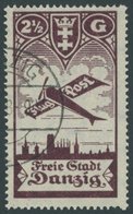 FREIE STADT DANZIG 206III O, 1924, 21/2 G. Flugpost Mit Abart Rechts Oben Und Unten Breiter Ausgleichszahn, Pracht, Mi.  - Other & Unclassified