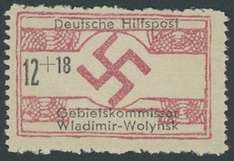 UKRAINE 13 (*), 1944, 12 Pf. Wladimir-Wolynsk, Wie Verausgabt Ohne Gummi, Pracht, Gepr. Zirath, Mi. 150.- - Besetzungen 1938-45